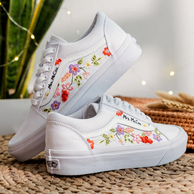 Colorful Wildflower Converse Embroidery