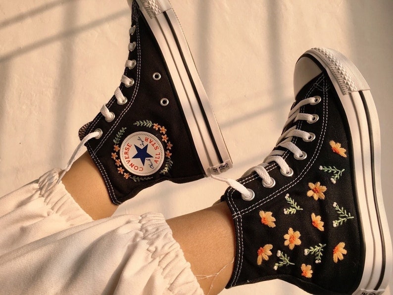 Orange Daisy Converse Embroidery