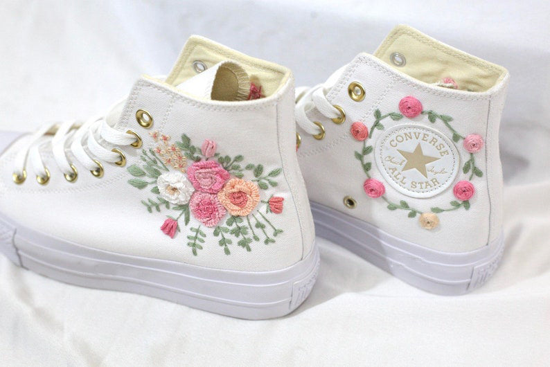 Rose Bouquet Converse Embroidery