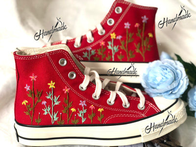 Starry Floral Wreath Converse Embroidery