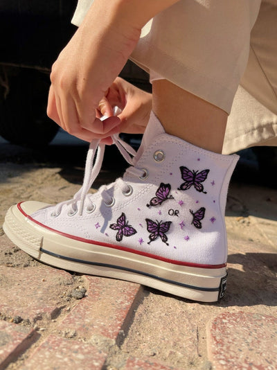 Purple Butterfly Converse Embroidery