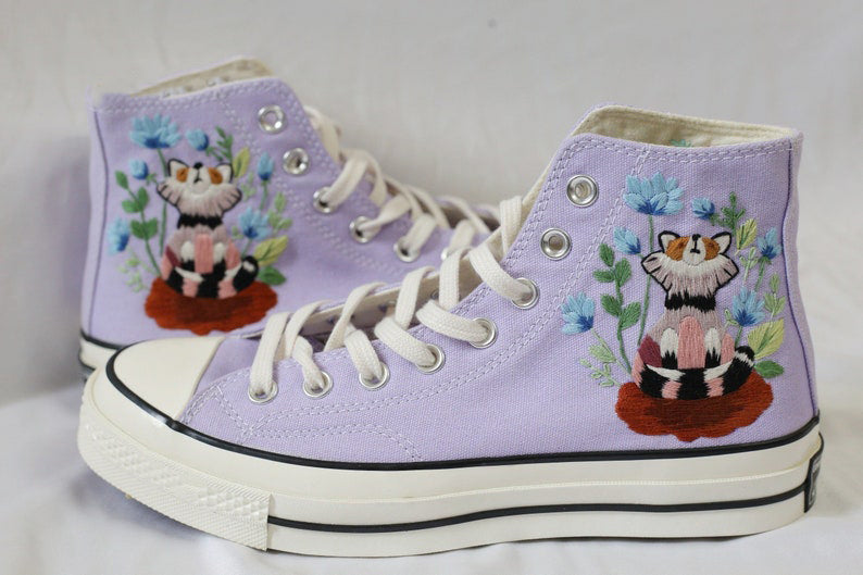 Cat Wildflower Converse Embroidery