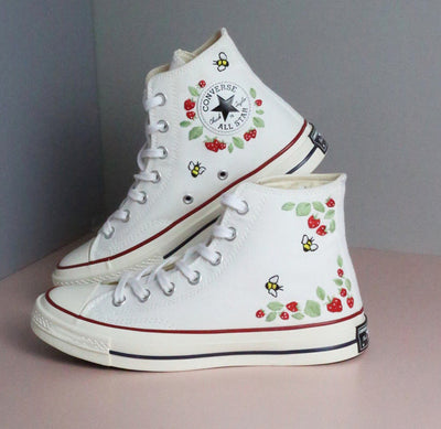 Strawberry Bees Converse Embroidery