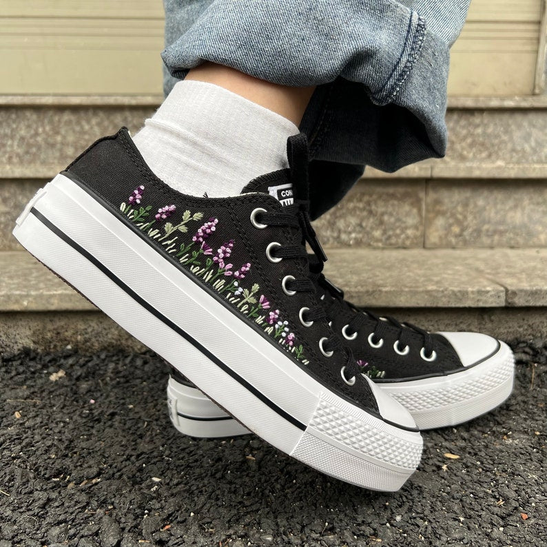 Lavender Meadow Converse Embroidery