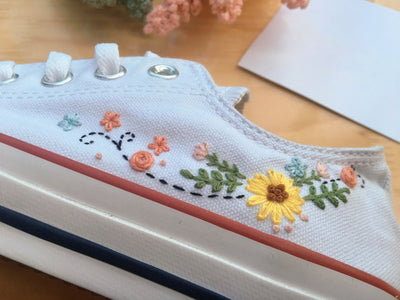 Sunflower and Rose Converse Embroidery