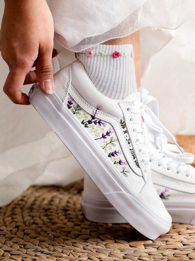Lavender Wedding Converse Embroidery