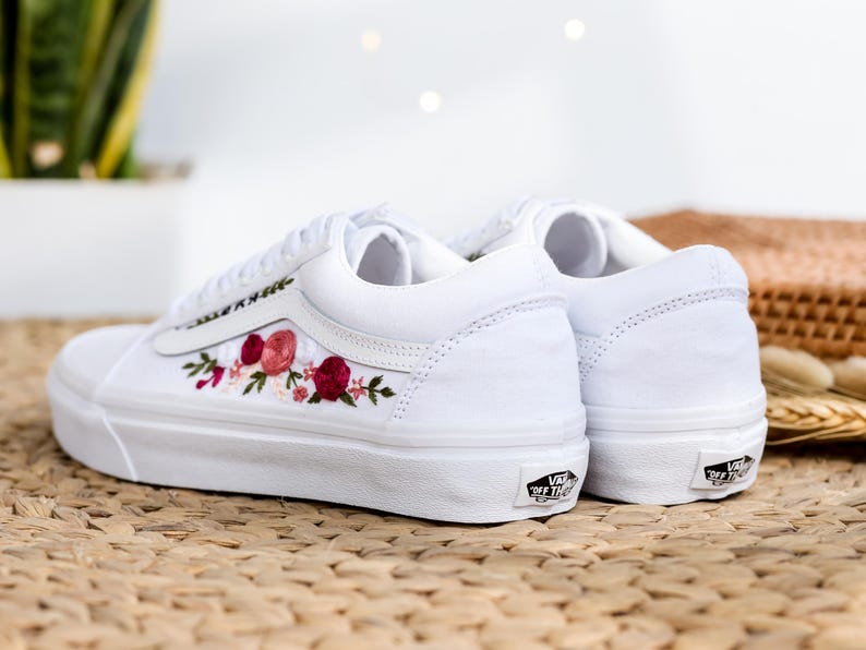 Pink Rose Wedding Converse Embroidery