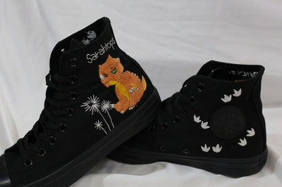 Dinosaur & Dandelion Converse Embroidery