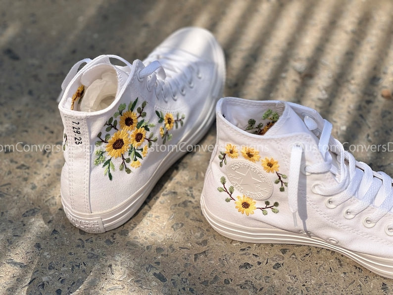 Sunflowers Embroidered Converse