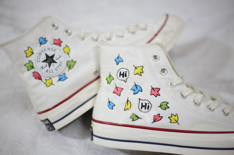 Colorful Leaves Converse Embroidery
