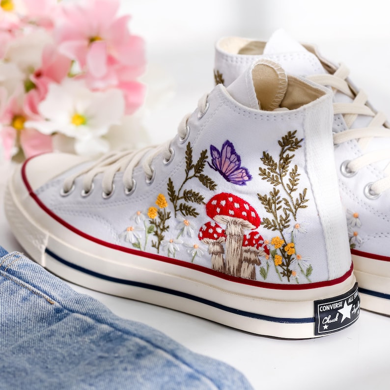 Mushrooms Embroidered Converse Shoes