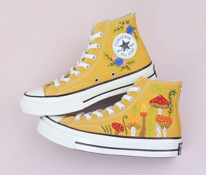 Autumn Mushrooms Converse Embroidery