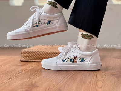 Embroidered Vans Sweet Corgi And Rose