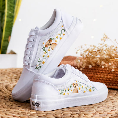 Dog Floral Converse Embroidery
