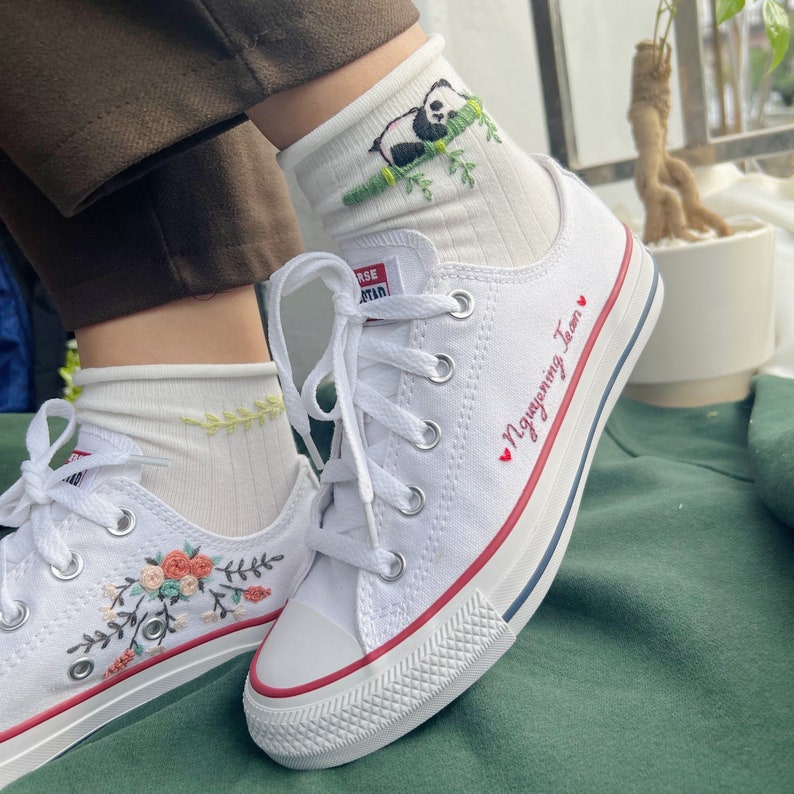 Personalized Rose Script Converse Embroidery