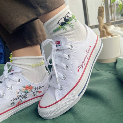 Personalized Rose Script Converse Embroidery