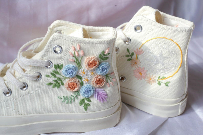 Pastel Bouquet Converse Embroidery