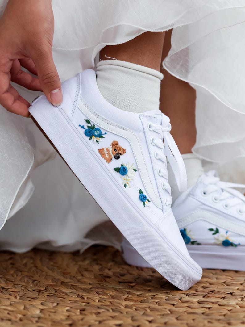 Blue Rose Fox Converse Embroidery