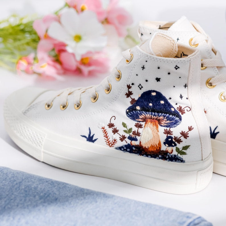 Mushrooms Embroidered Converse Shoes