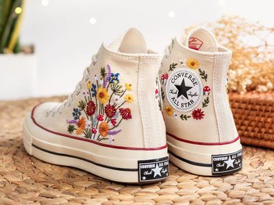 Colorful Wildflower Converse Embroidery