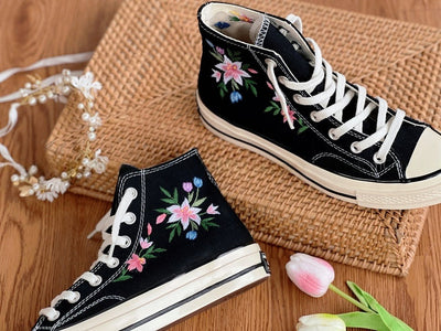 Pastel Wildflowers Converse Embroidery