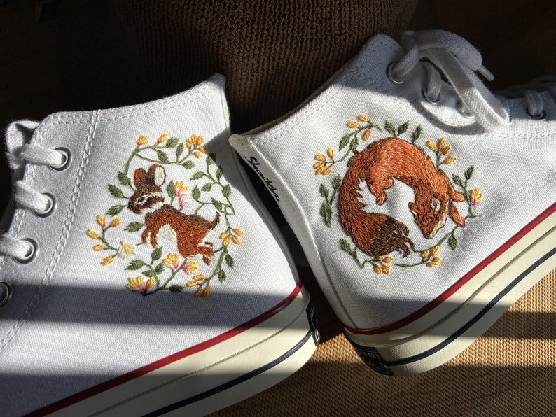 Rabbit and Fox Converse Embroidery