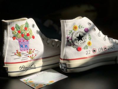 Strawberry Wedding Date Converse Embroidery