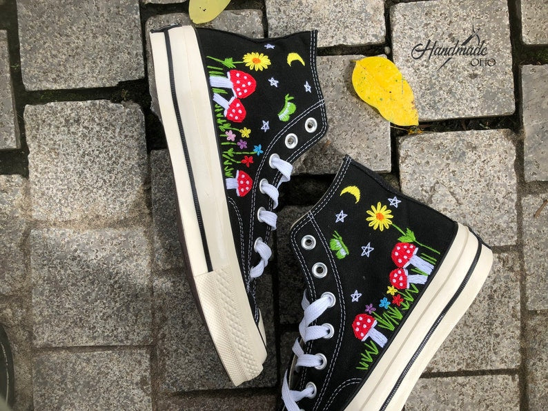 Mushroom, Star and Moons Embroidered shoes