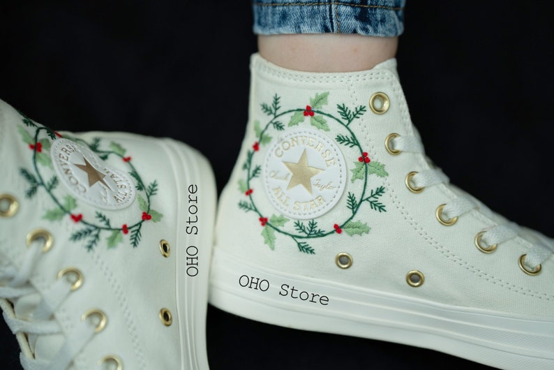 Santa Claus and Reindeer Embroidered Shoes