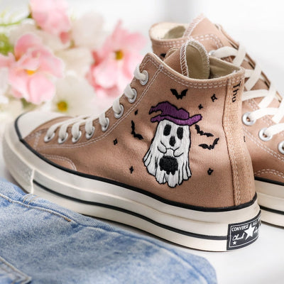 Ghost Embroidered Converse Shoes