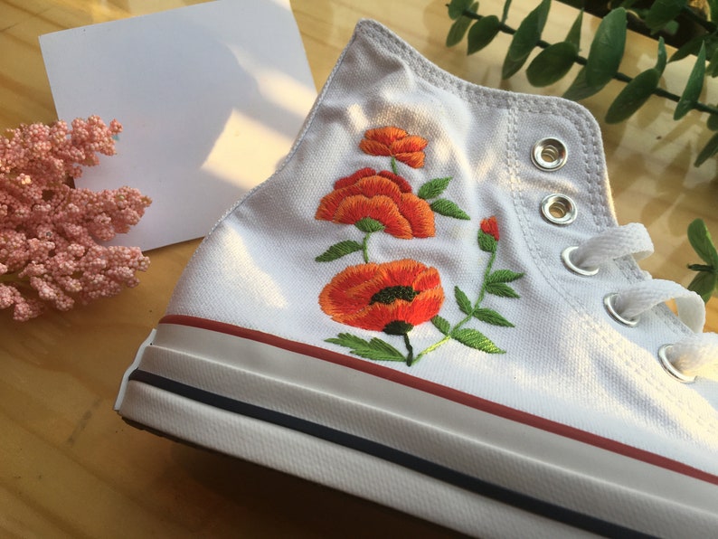 Poppy Flower Converse Embroidery