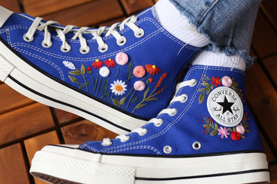 Wildflower Daisy Converse Embroidery