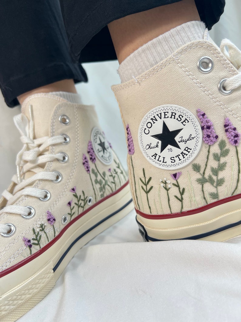 Lavender Embroidered High Tops