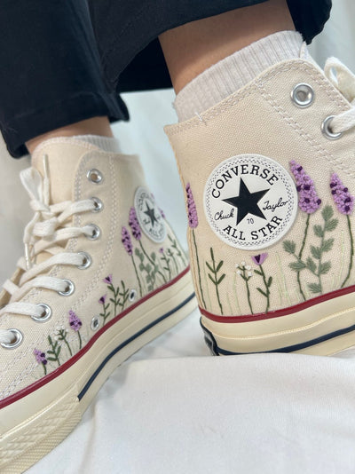 Lavender Embroidered High Tops