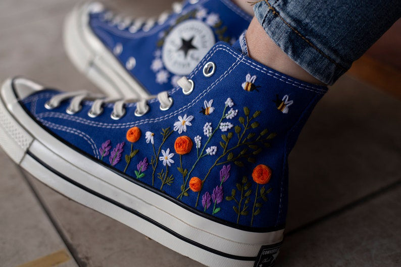Bee Wildflower Converse Embroidery