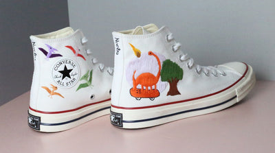 Dinosaur Boat Converse Embroidery