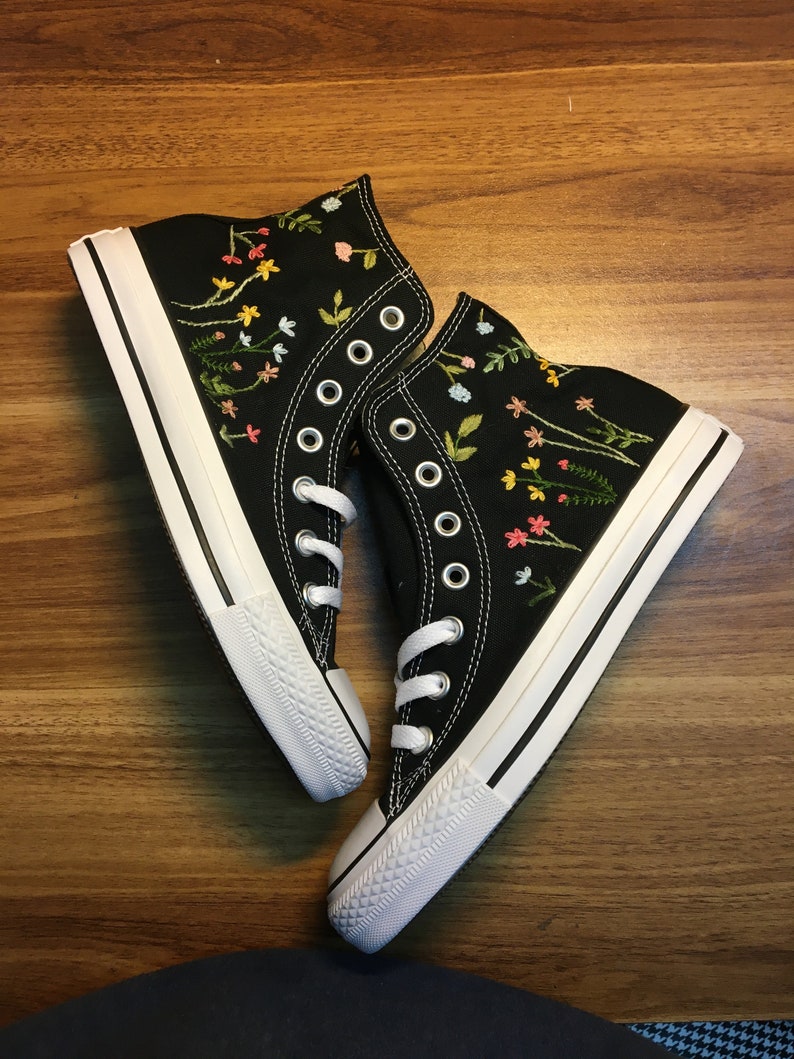 Colorful Wildflower Converse Embroidery