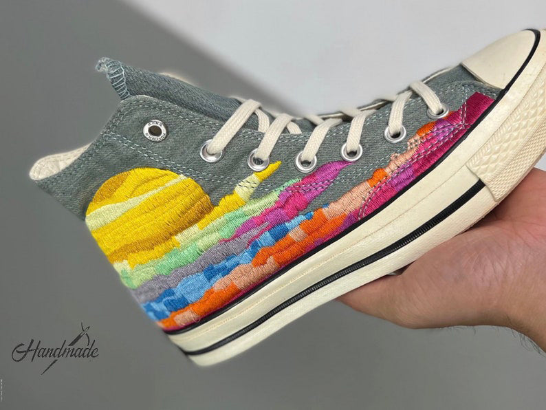 Sunset Rainbow Converse Embroidery