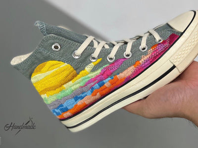 Sunset Rainbow Converse Embroidery