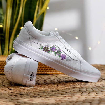 Purple Aster Wedding Converse Embroidery