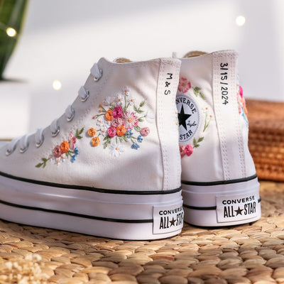 Pastel Rose Bouquet Converse Embroidery