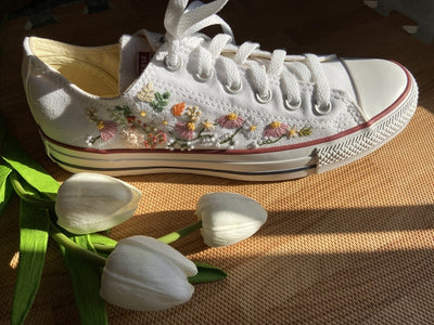 Pastel Cosmos Meadow Converse Embroidery