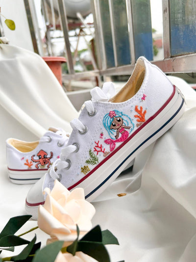 Mermaid and Squid Converse Embroidery
