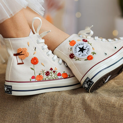 Autumn Pumpkin & Swing Converse Embroidery