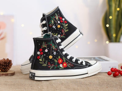 Christmas Flower Converse Embroidery