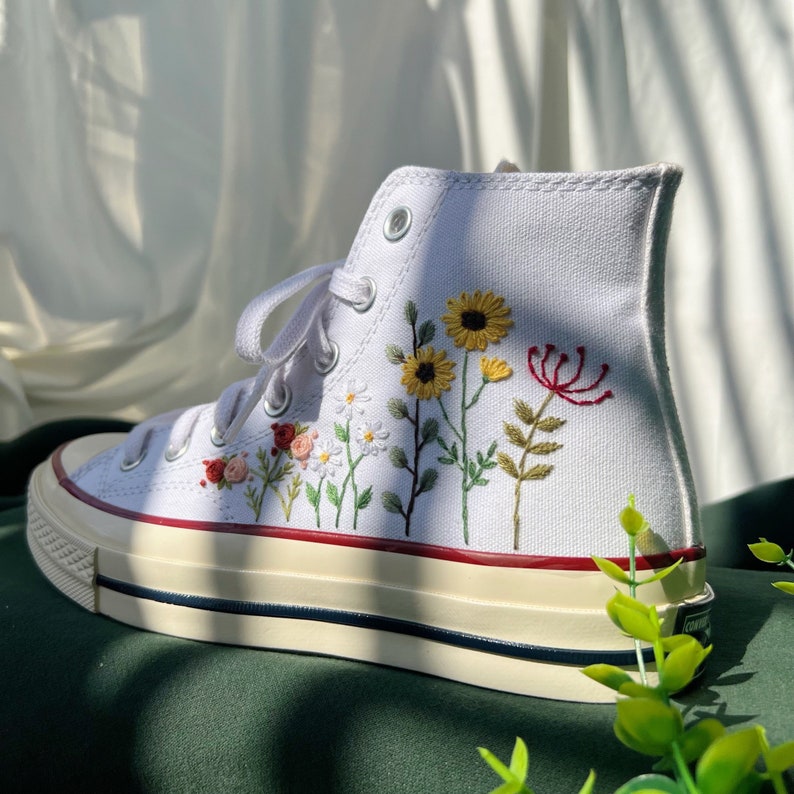 Sunflower & Wildflowers Converse Embroidery