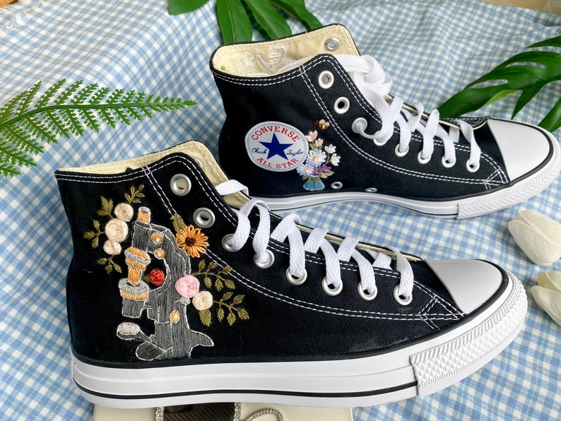 Mushrooms and Flowers Converse Embroidery