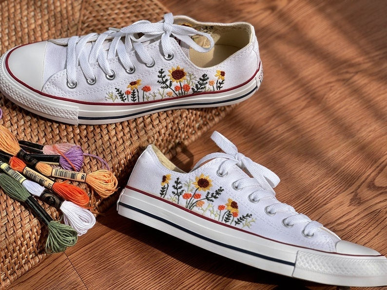 Sunflower Garden Converse Embroidery