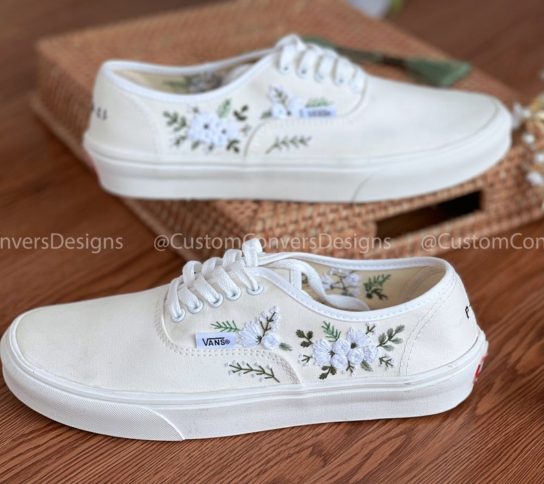 Embroidered Vans Wedding White Bouquets