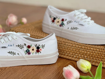Anemone Rose Wedding Converse Embroidery